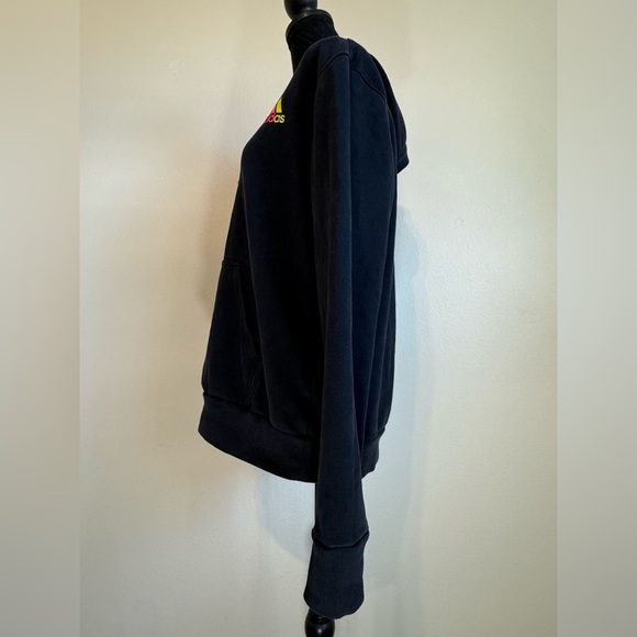 Adidas~ Women’s Sweatshirt Pullover Hoodie Size XL‎ Black Colorful Logo Fleece - Picture 4 of 8